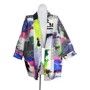 Zonda Nellis Topper Jacket Designer Maximalist Sheer Art To Wear Multicolor XL